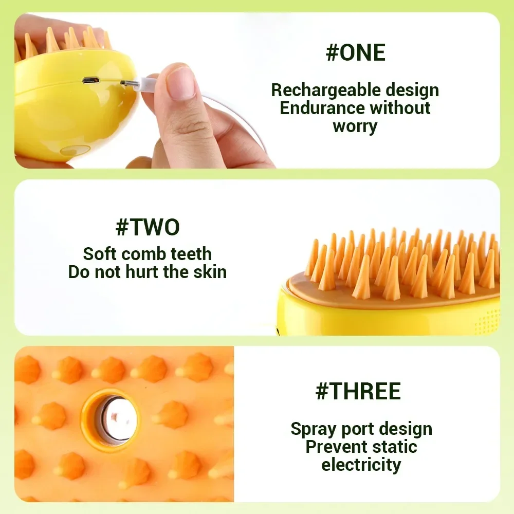Accessories Cats Grooming Dogs Hair Pet Pets for Removes Massage Cats and Dog Electric Steam Brush Things Sprayer Supplies Home