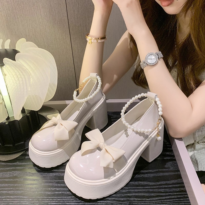 2025 new Thick Women Platform Mary Janes Lolita Party Pumps Summer New Sandals Bow Chain Mujer Shoes Fashion Oxford atos d4de