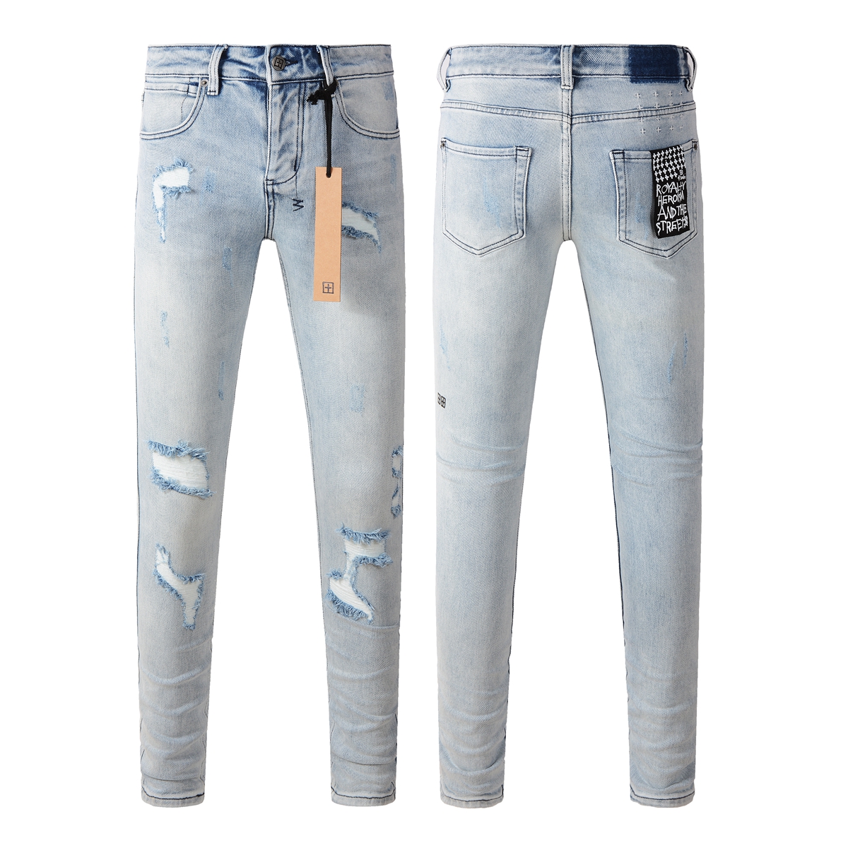 Kusbi Brand Designer for women and men Fashion Trend Mens Skinny Denim Pant Distressed Ripped Biker Black Jeans Slim Fit jeans Free s