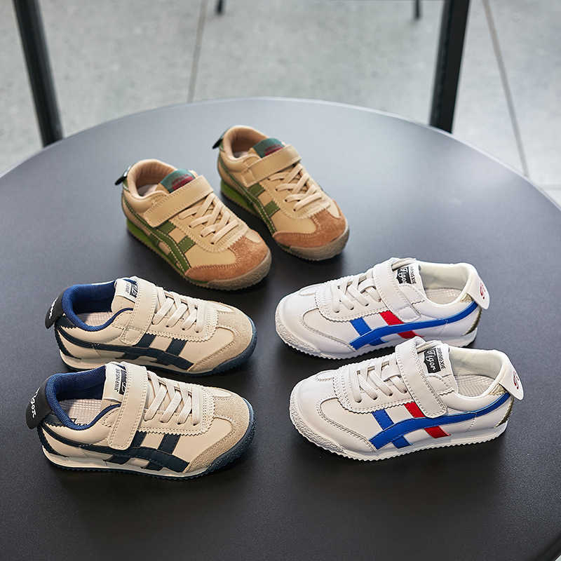 Athletic Outdoor Childrens sports 2024 autumn new item girls genuine leather white lightweight and non slip boys casual shoes C260130