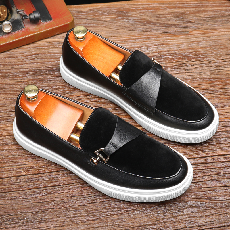 Men's Fashion Casual Slip-on Leather Shoes Men Classic Buckle Loafers Moccasins Mens Outdoor Board Shoe Driving Flats 70cd s