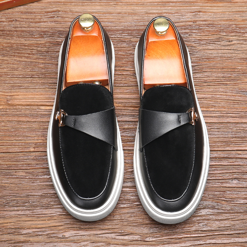 Men's Fashion Casual Slip-on Leather Shoes Men Classic Buckle Loafers Moccasins Mens Outdoor Board Shoe Driving Flats 70cd s