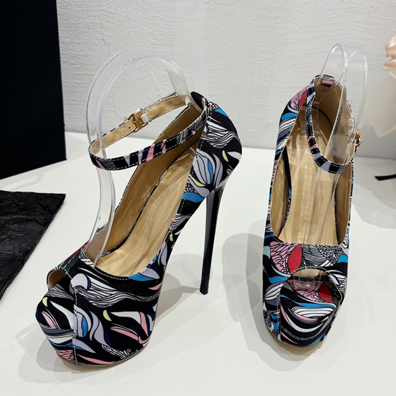 Fashion Liyke Design Hand-Painted Leather Platform Pumps New Women Sgback Sandals Sexy Peep Toe High Heels Strip Pole Dance Shoes 55ca