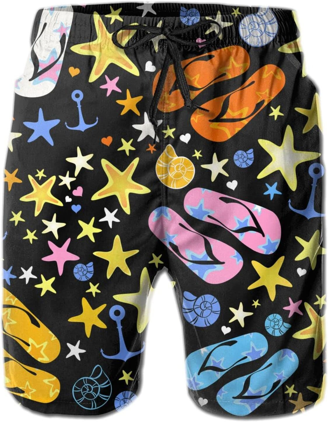 Mens Shorts 3D Printed Pattern Beach Flip Flops Swim Trunks Quick Dry Stylish Board Swimwear