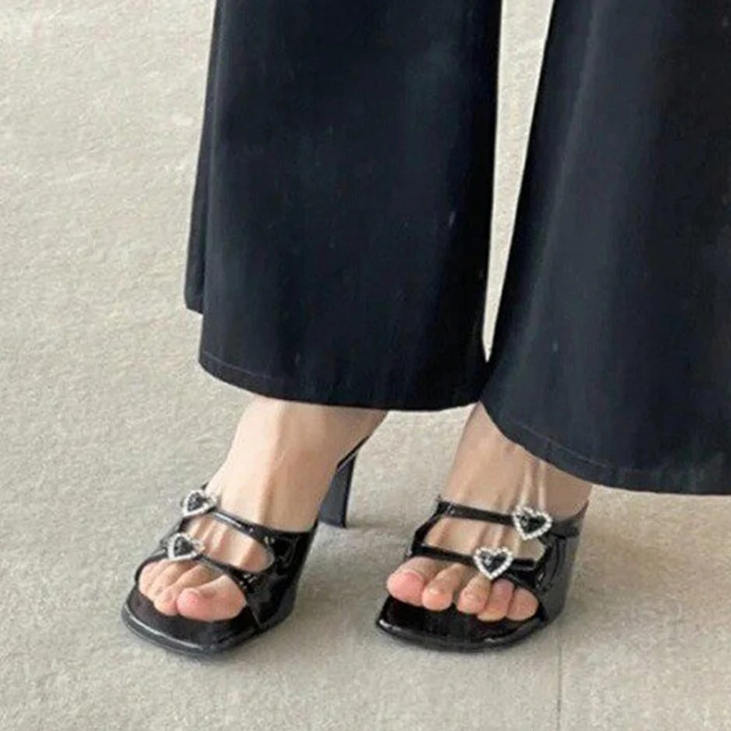 Slippers Sexy High Heels Women Shoes Crystal Luxury Sandals Designer Dress Flip Flops Summer 2024 Party Pumps Trend Mujer Slides
