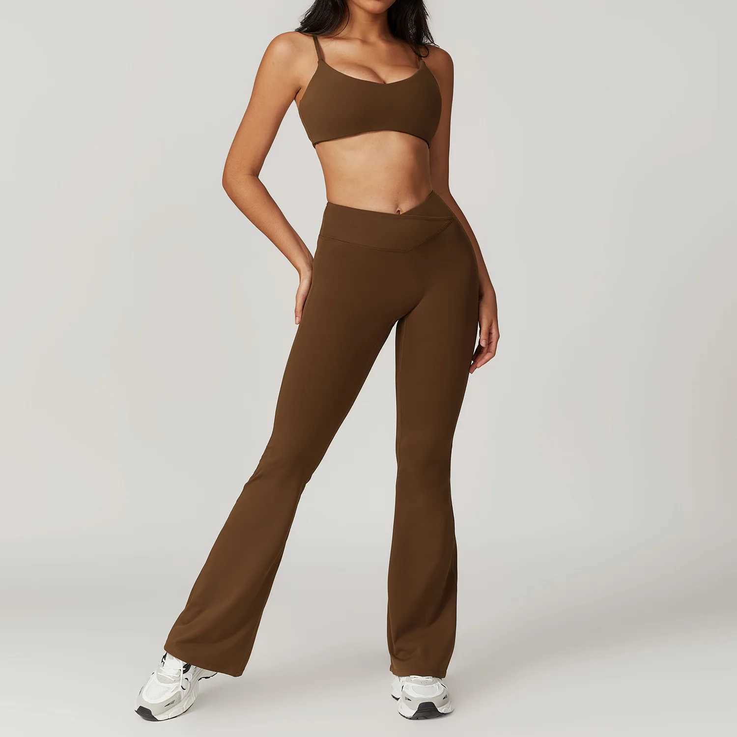 2-piece yoga set fitness suit sportswear yoga suit womens fitness short sleeved cut top sportswear bra gym leg W250326
