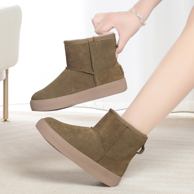 AIYUQI Snow Boots Female Genuine Leather 2024 New Winter Ankle Boots Women Flat Non Slip Natural Wool Warm Boots Women