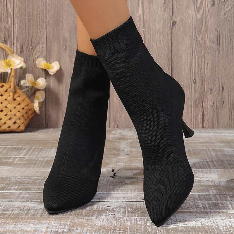 Pointed Toe Elastic Knitting Sock Boots Women Sexy Stiletto High Heels Shoes Woman Spring Autumn Fashion Slip On Ankle Boots