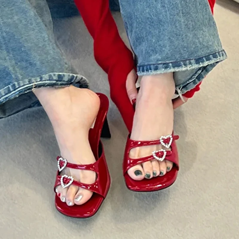 Slippers Sexy High Heels Women Shoes Crystal Luxury Sandals Designer Dress Flip Flops Summer 2024 Party Pumps Trend Mujer Slides