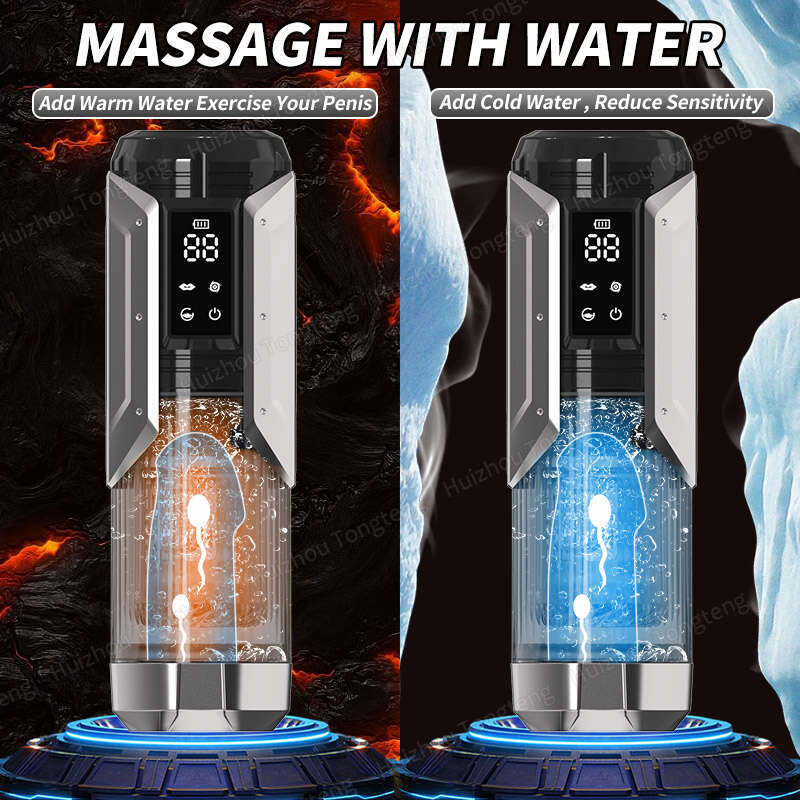male sex toy IPX7 LED Automatic Male Masturbator Cup 7 Sucking Rotating Licking Thusting Modes Pocket Pussy Stroker Blowjob Sex Toys For Men