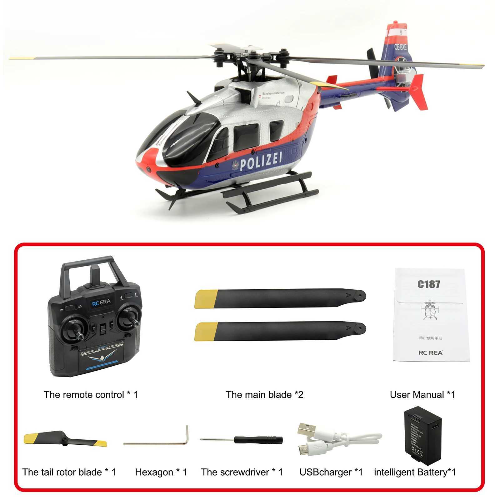 ERA C187S Police Uniform EC135 Scale Gyroscope Stable Barrier Free 4ch RC Helicopter Remote Control Mirco Heli Hobby Model W240830 Free shipping