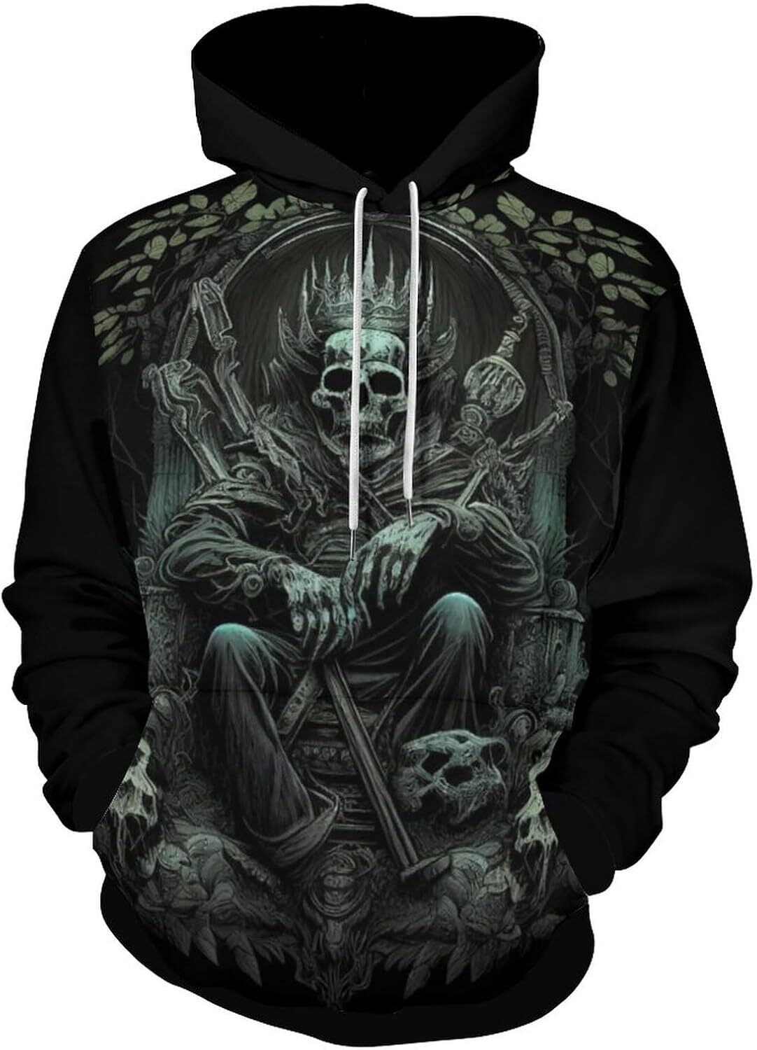 Halloween Hoodie for Mens Womens Novelty Psychedelic Skull Hoodie 3D Funny Printing Skull King Sweatshirt Hoodie Graphic Pullover Long Sleeve