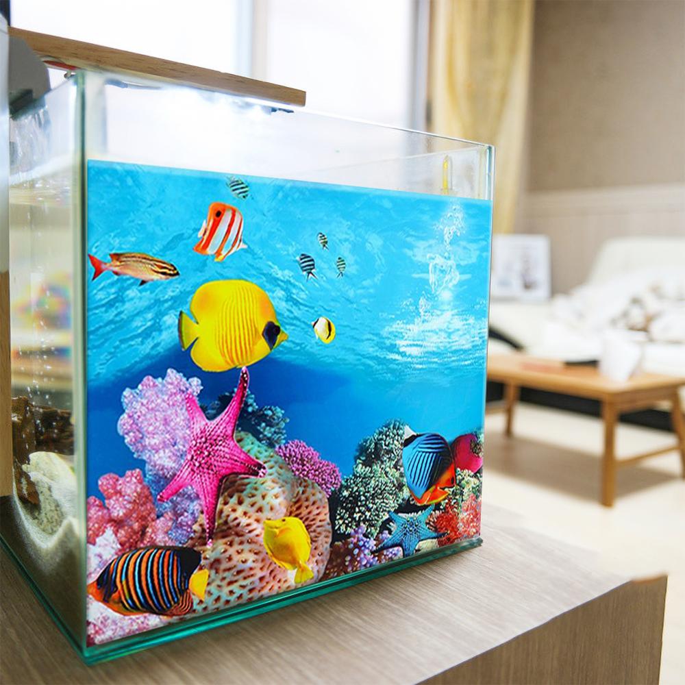 Aquarium Background Poster Ocean Self-adhesive Fish Tank Backdrop Sticker Decor 3D PVC Adhesive Sticker Fish Underwater World