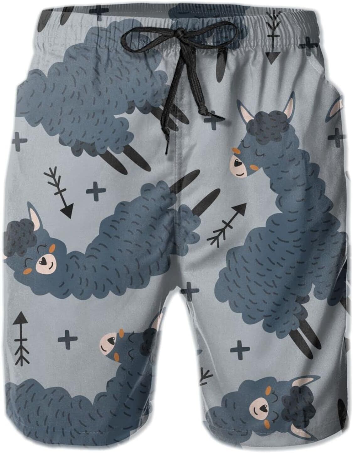 Mens Shorts 3D Printed Pattern Dark Llama Swim Trunks Quick Dry Print Beach Board Swimwear