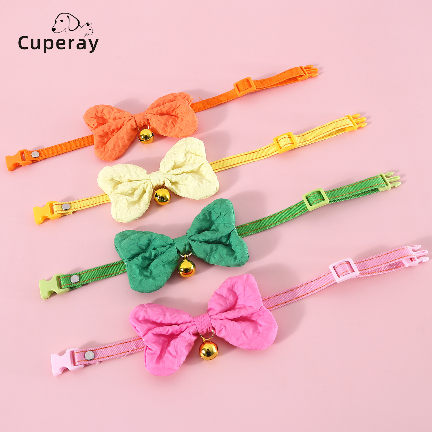 Bow Cat Collar Candy Color Denim Pet Collar Adjustable Bell Cat Keep Lost Puppy Necklace Bow Tie Accessory for Cats and Puppies