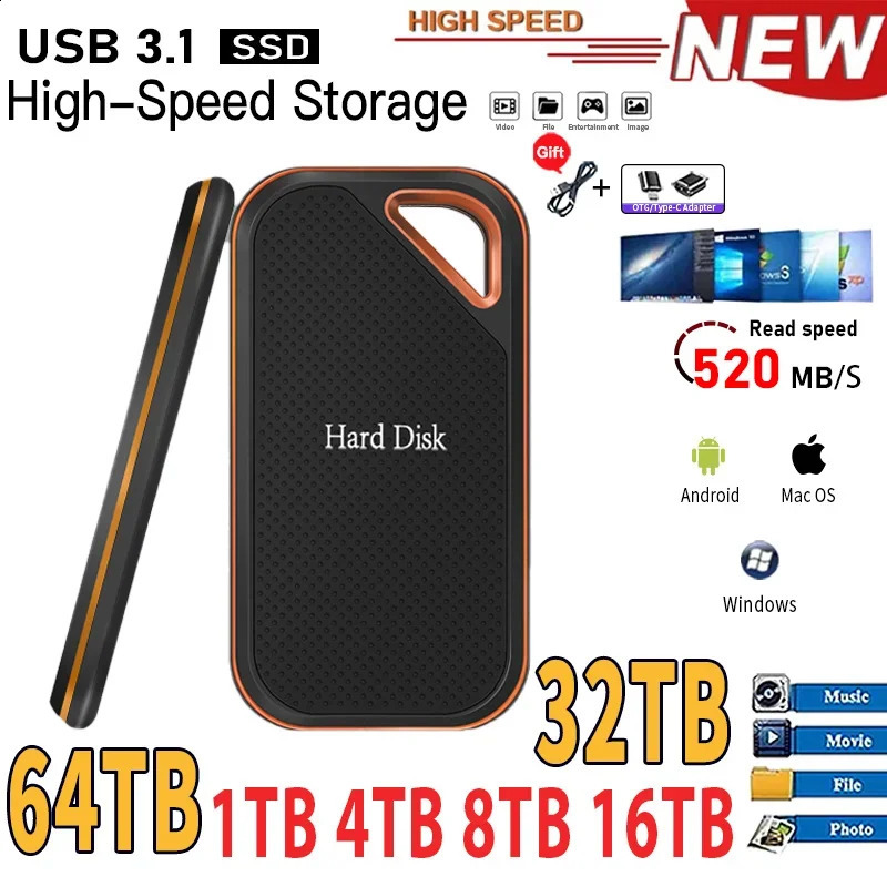 Portable E81 SSD 1tb Hard Drive 2tb High Speed Disk External disk M2 Memory USB Storage for PC Notebook Desktop Computer 240828