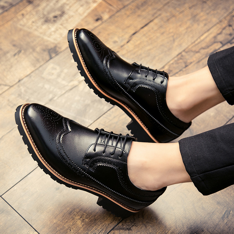 Mens Dress Shoes Leather Fashion Derby Shoes Classic Casual Business Wedding Footwear Lace-up British Style Male Formal Shoe K260328