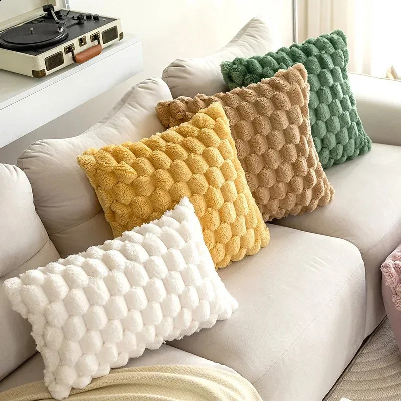 Red Pineapple Grid Turtle Pattern 3D Soft Plush Throw PillowcaseCushion Cover for Living Room Sofa Bedroom Home Room Decor 45CM 240830