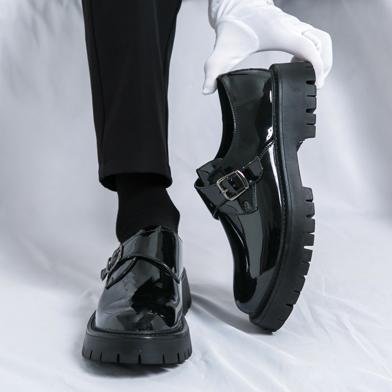 Men's Italian Patent Leather Oxfords Shoes, Handmade Platform Wedding Business Dress Shoes 4