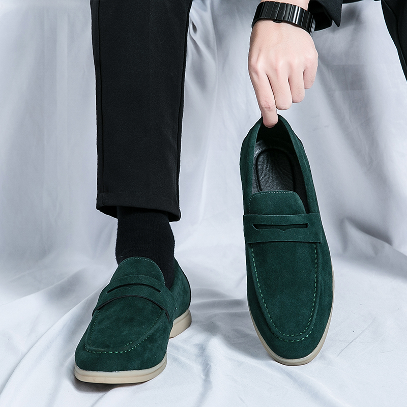 2025 new Soft Classic Suede Penny Loafers Slip On Leather Casual Comfort Driving Shoes Men Flats Walking Footwear b9e4