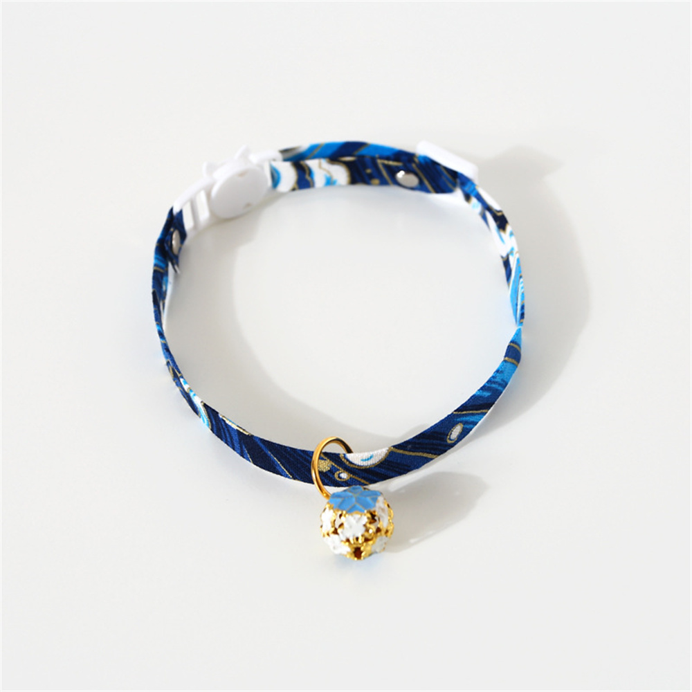 Kitten Collar Adjustable Kimono Printed Pet Collar with Metal Bell To Prevent Lost Pet Accessories Product for Cats and Puppies