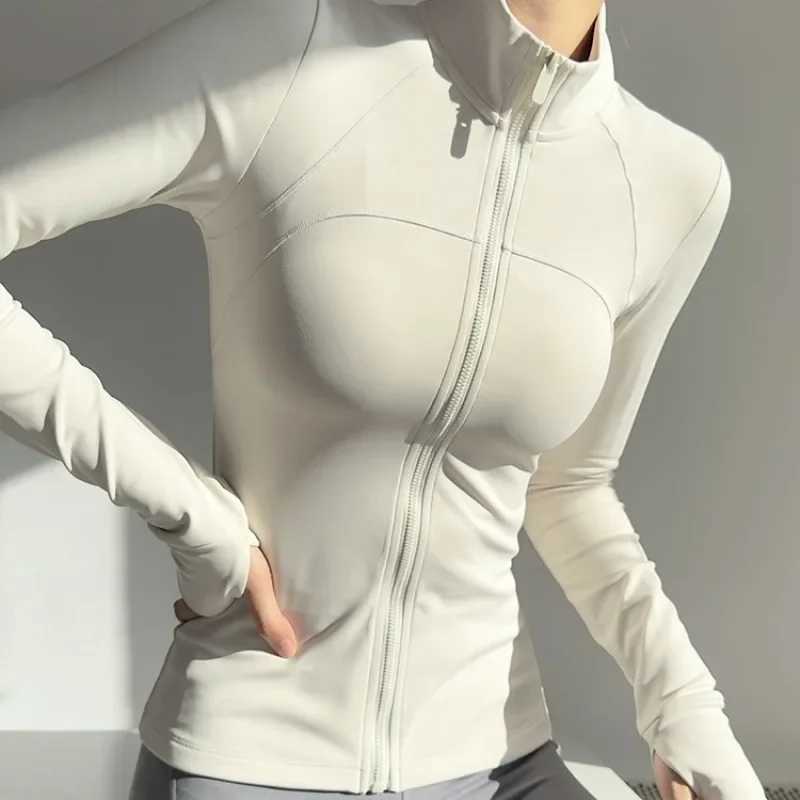 Womens Zipper Fitness Clothing Long Sleeve Sports Jacket Fitness Clothing Womens Yoga Shirt Quick Drying Top Sunscreen Sports Clothing Yoga Clothing W