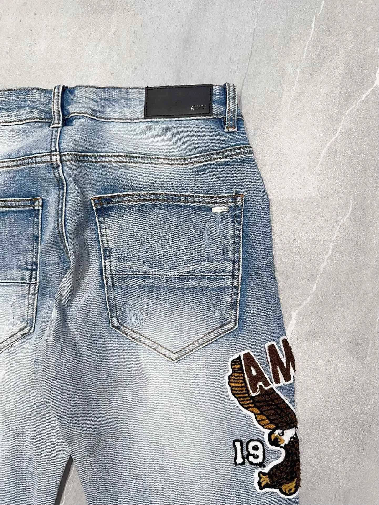 Men's Jeans 2024 Badge Patchworks Skinny Jeans For Men Destroyed Holes Vintage Blue Denim Pants Hombre Fashion Clothes Y2408307X2M