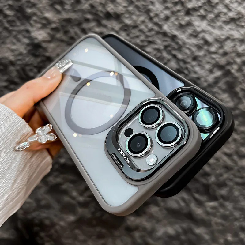Magnetic Shockproof Phone Case iPhone 15 14 13 12 11 Pro Max For Magsafe Funda Stand Glass Lens Protector Back Cover 31e cac5 32a