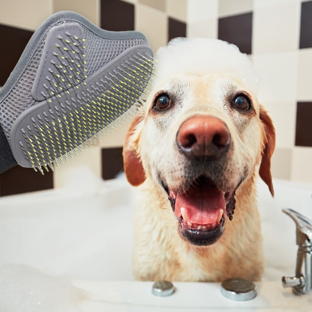 Dog Massage Gloves Soft Bristles Hair Remover Mitt Comfortable Pet Cleaning Mitt for Small Medium Large Dogs & Cats