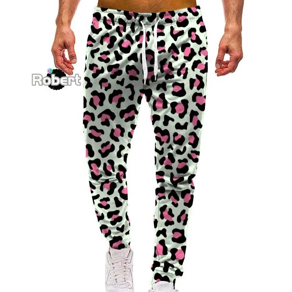 Men's Pants Leopard Pattern Men Sweatpants 3D Print Y2k Pants Man Casual Sports Jogger Color Outdoors Tennis Drawstring Trousers Y240830FSYP