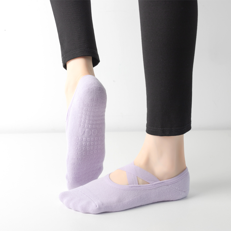 Women Breathable Towel Bottom Yoga Silicone Non-Slip Bandage Pilates Sock Ladies Ballet Dance Fiess Workout Cotton