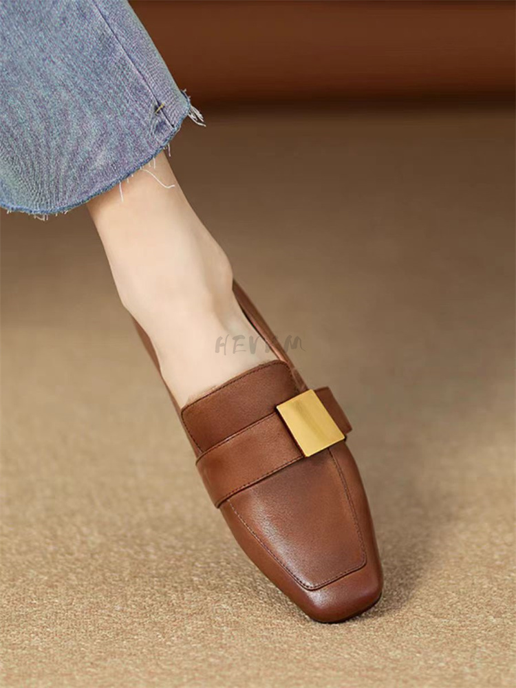 Leather Women Fashion Pumps Square Toe Thick Heel Mary Jean Slip On Elegant temperament Daily New Shoes Handmade 4f38