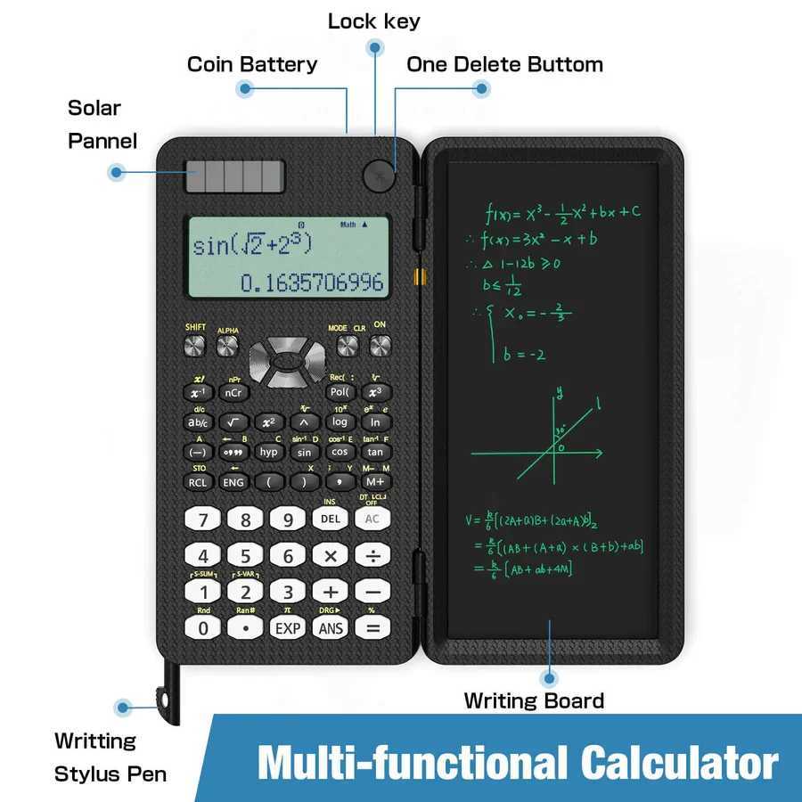 NEWYES NY-82MS Engineering Science Calculator Foldable Portable 240 Calculation Function Calculator with Writing Tablet M240831