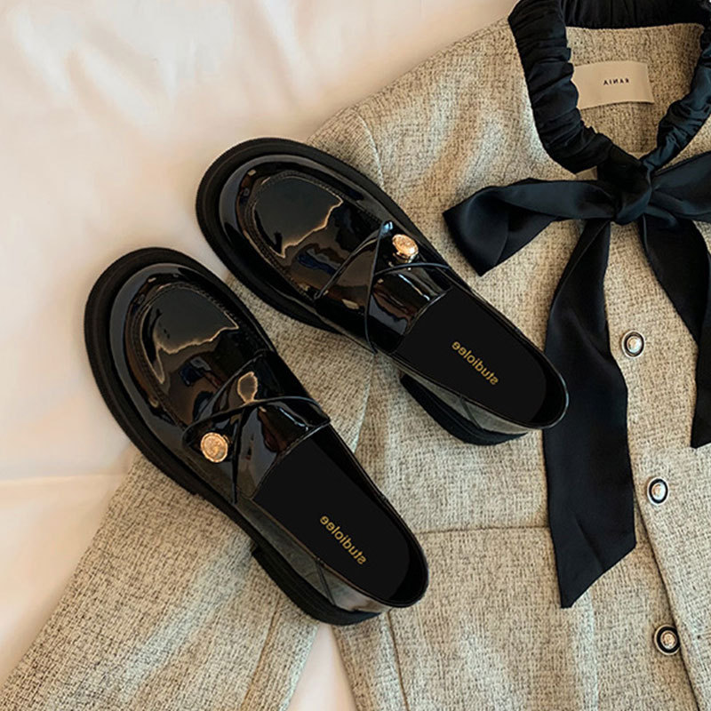 Women's British style thick soled loafers fashionable and versatile small leather shoes