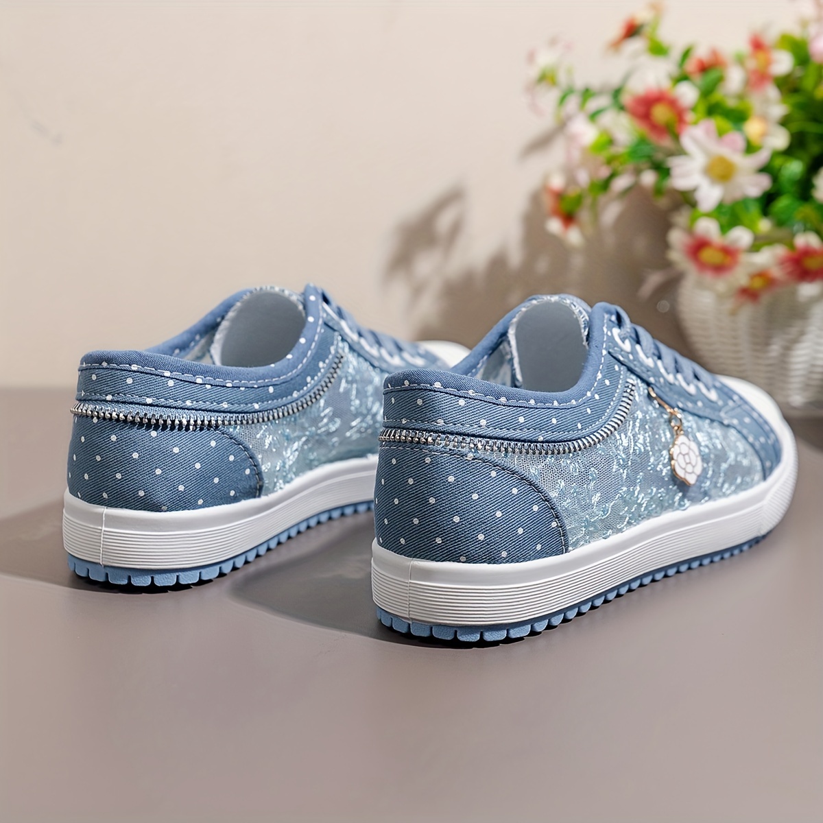 Women Fashion Summer Casual Cutouts Lace Canvas Hollow Breathable Platform Flat Shoes Woman Sneakers