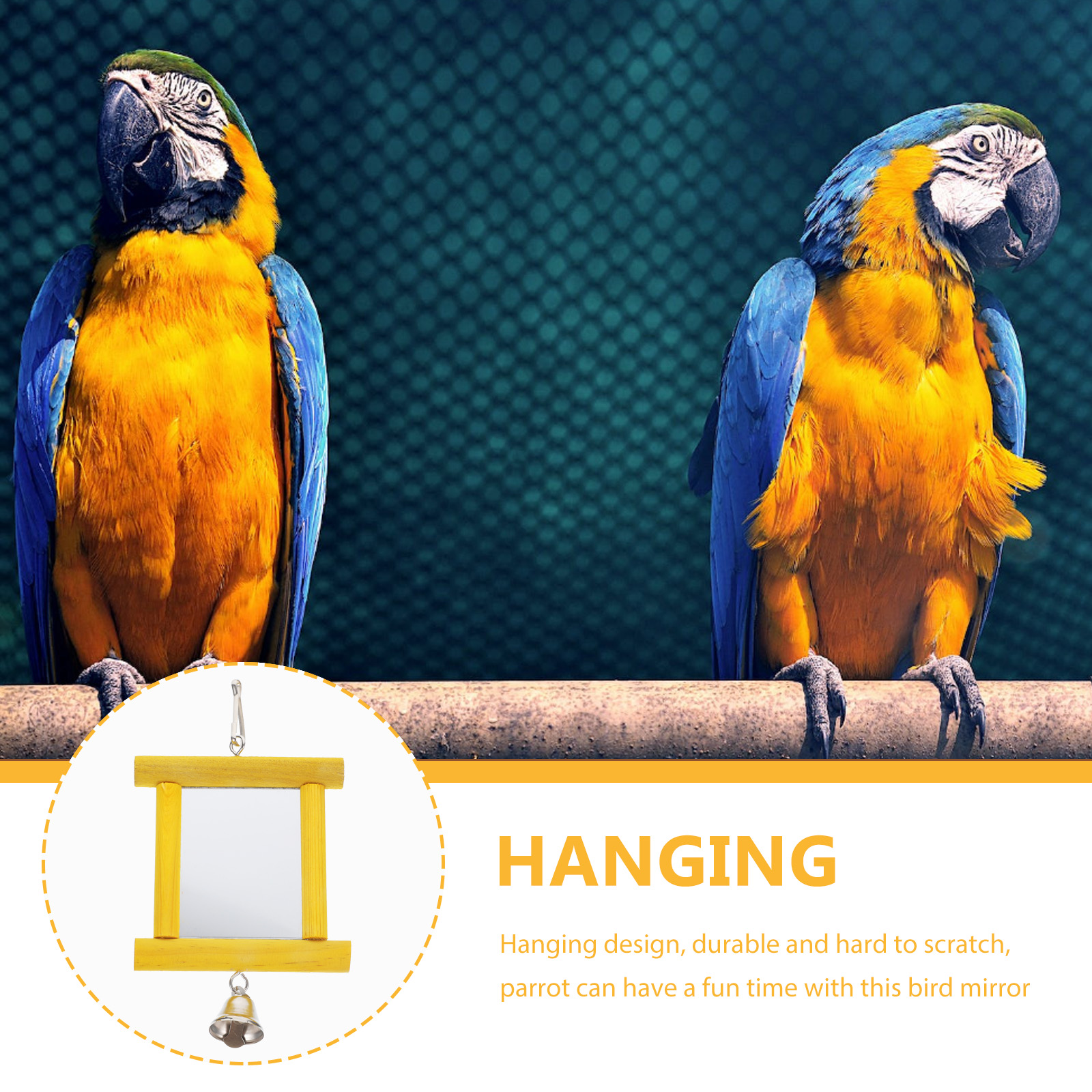 Bird Cage Parrot Mirror Toy Guinea Pig Accessories Household Parakeet Wooden Molar