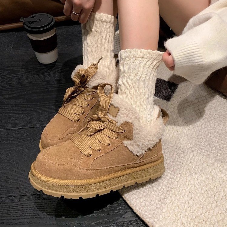 Women's winter new thick soled anti slip and plush warm snow boots