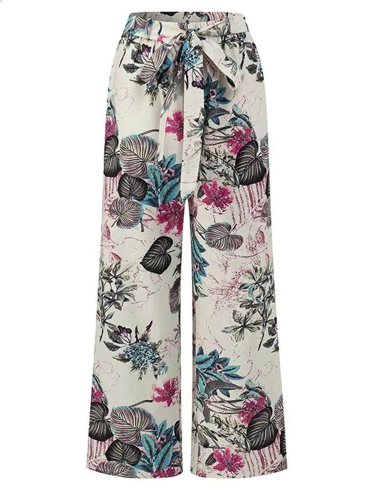 Bohemian womens floral print Trouser 2024 ZANZEA summer casual loose harem pants retro elastic waist long harem pants 240830
