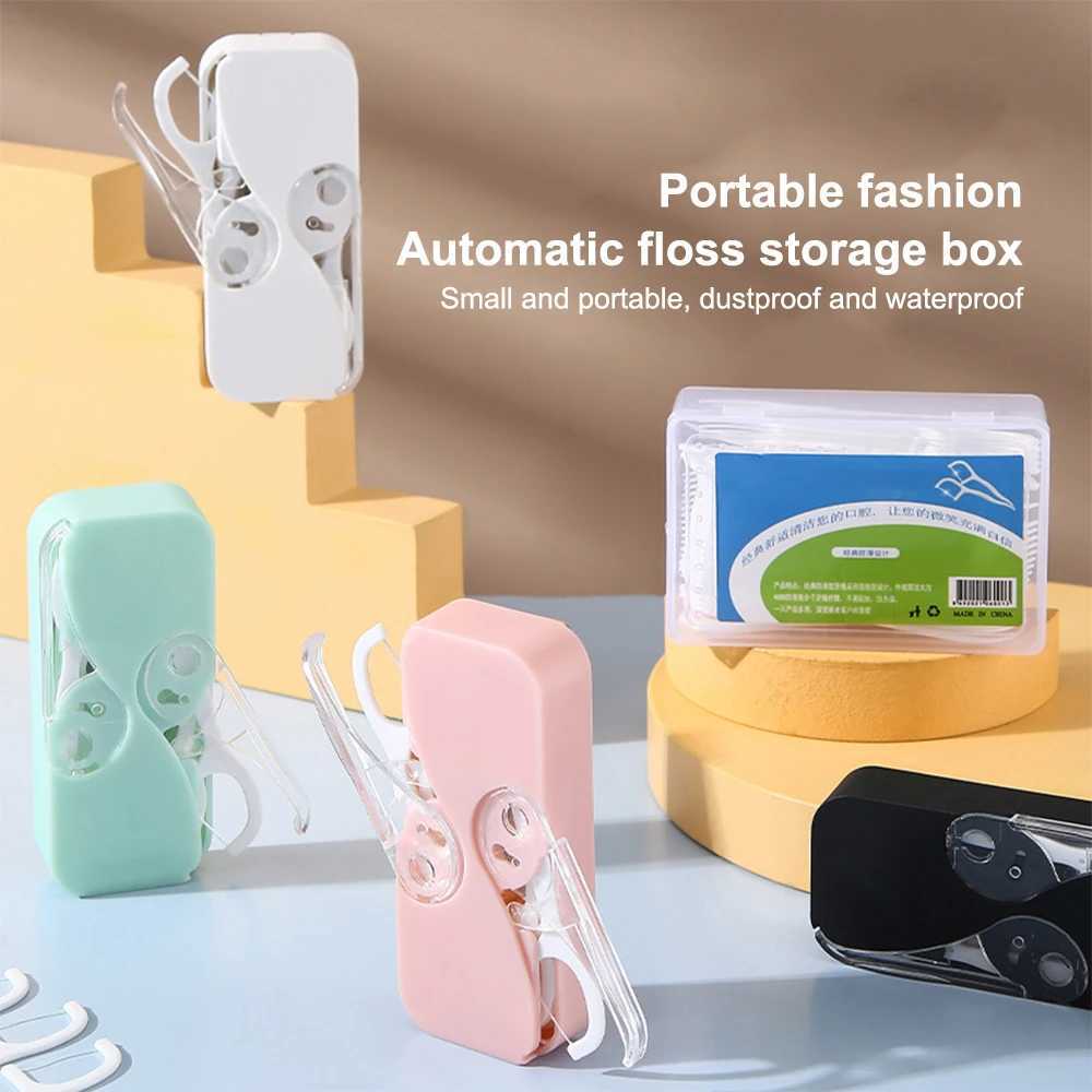 Automatic Dental Floss Dispenser Storage Box Reusable Pocket Floss Toothpicks Container Portable Teeth Flosser Holder ToolXJ240830