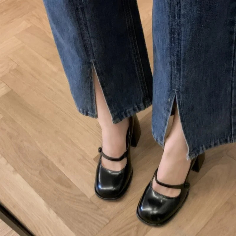 Mary Jane Shoes Lolita Women Pumps Block Heel Elegant Casual Cute Fashion Sexy Round Toe New Parties Pink Heels 240828