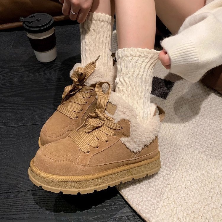Women's winter new thick soled anti slip and plush warm snow boots