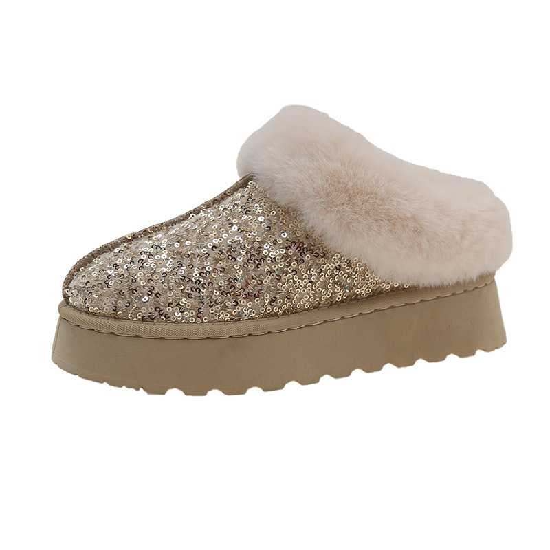 Free shipping 2024 new autumn winter soled plush snow boots with thick sequins suitable for women in pink black sier and gold sizes 36-43
