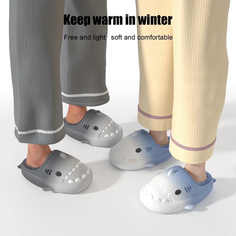 Cozy Shark Slippers: Warm Cartoon Cotton Slides for Men & Women (2024)