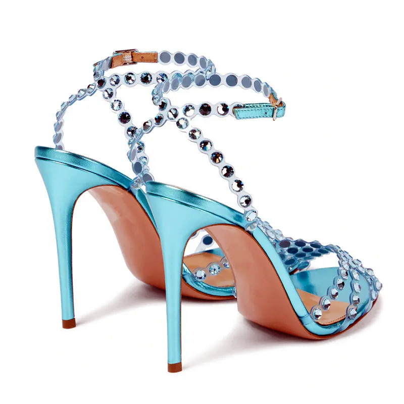 Luxury Rhinestones Sequined Women Sandals Sexy Narrow band Thin High heels Gladiator Sandals Fashion Summer Party Wedding Shoes