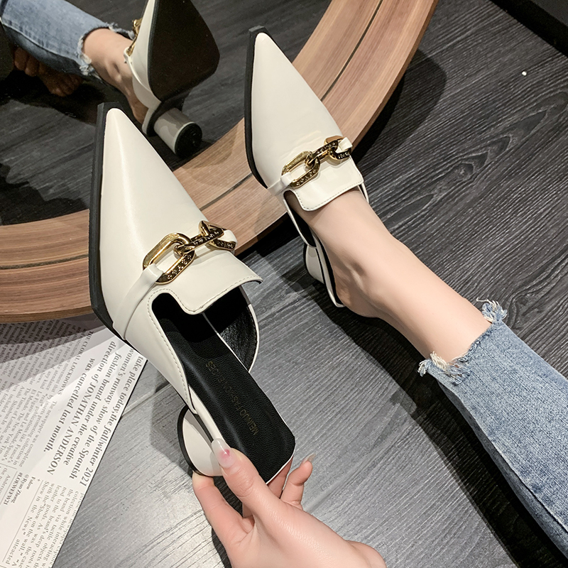 Female Cover Toe Butterfly-Knot Mules for Slippers Casual Square Heel Loafers Slides New Pointed Women Shoes