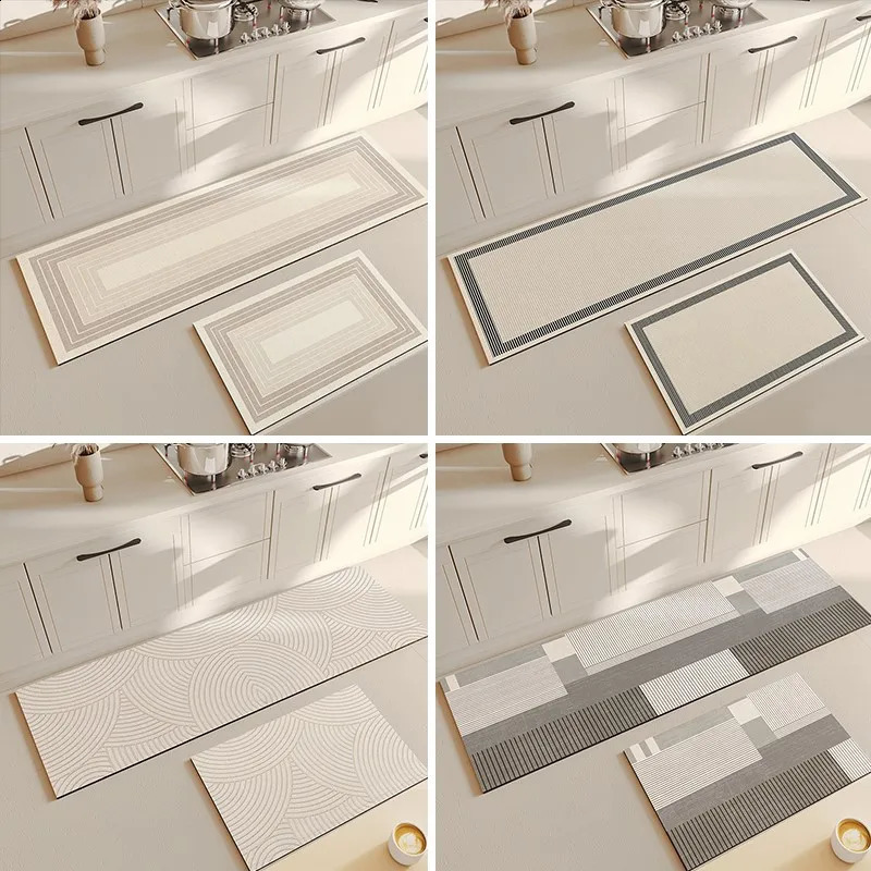 Super Absorbent Kitchen Carpets Long Diatomite Rug Soft Washable Nonslip Bathroom Mat Entrance Doormat For Home 240830