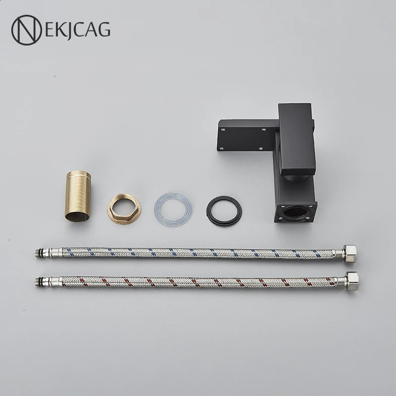 LED bathroom basin faucet waterfall outlet black and cold mixer deck installation crane kitchen sink with light 240830