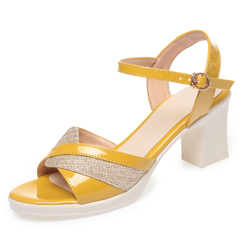 AIYUQI Summer Sandals Women 2024 New Summer Patent Leather Women's Sandals Fashion High Heeled Women's Dress Shoes