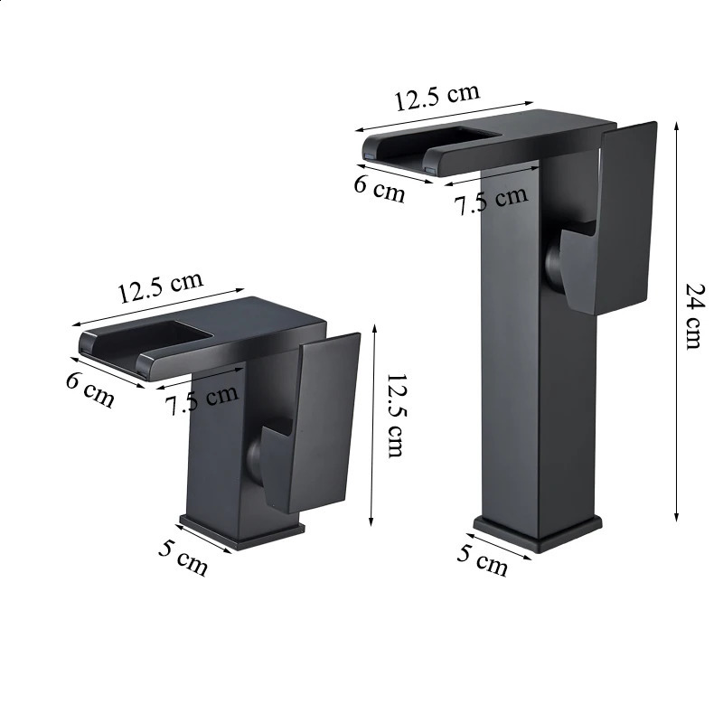 LED bathroom basin faucet waterfall outlet black and cold mixer deck installation crane kitchen sink with light 240830