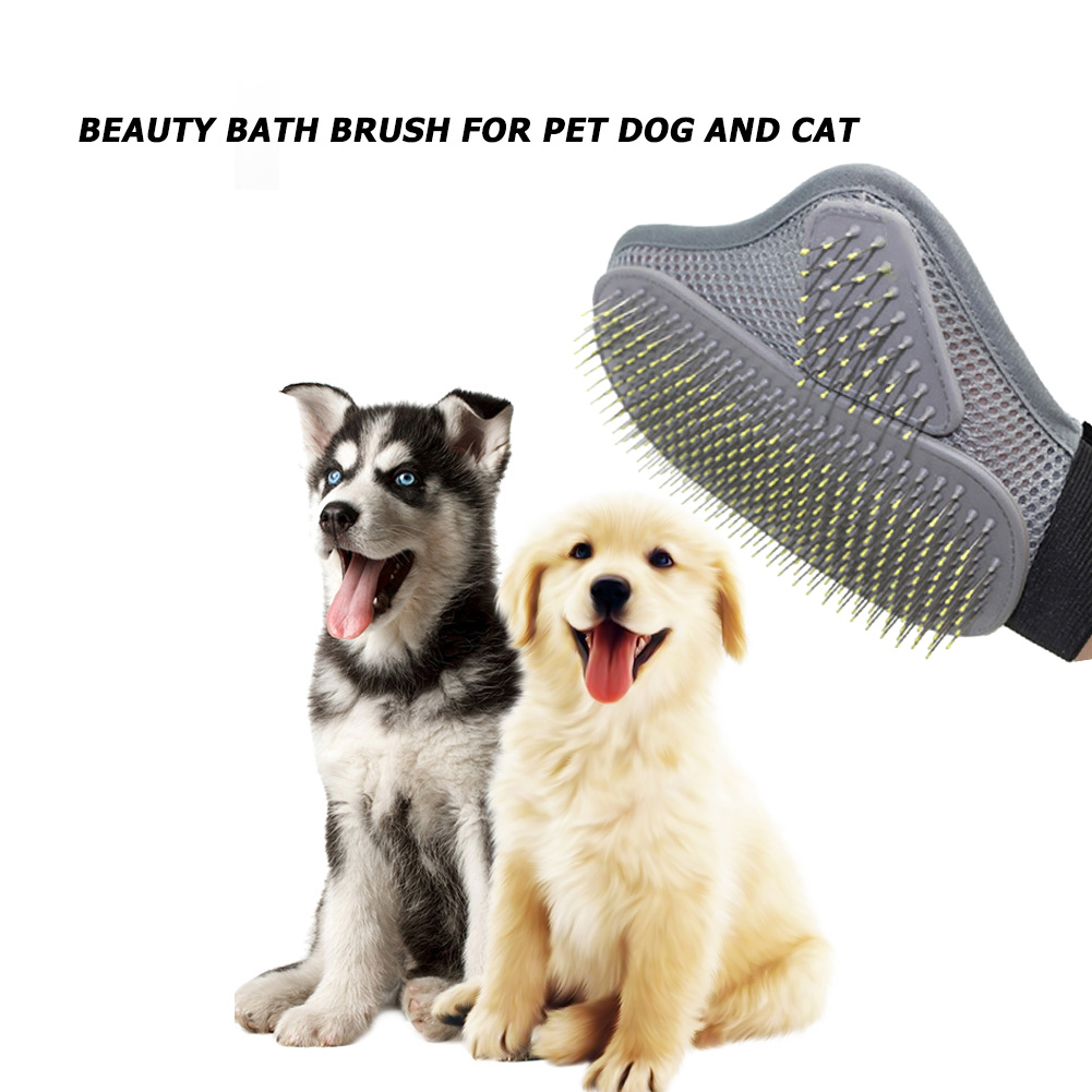Dog Massage Gloves Soft Bristles Pet Hair Remover Gloves Comfortable Pet Cleaning Mitt for Small Medium Large Dogs & Cats
